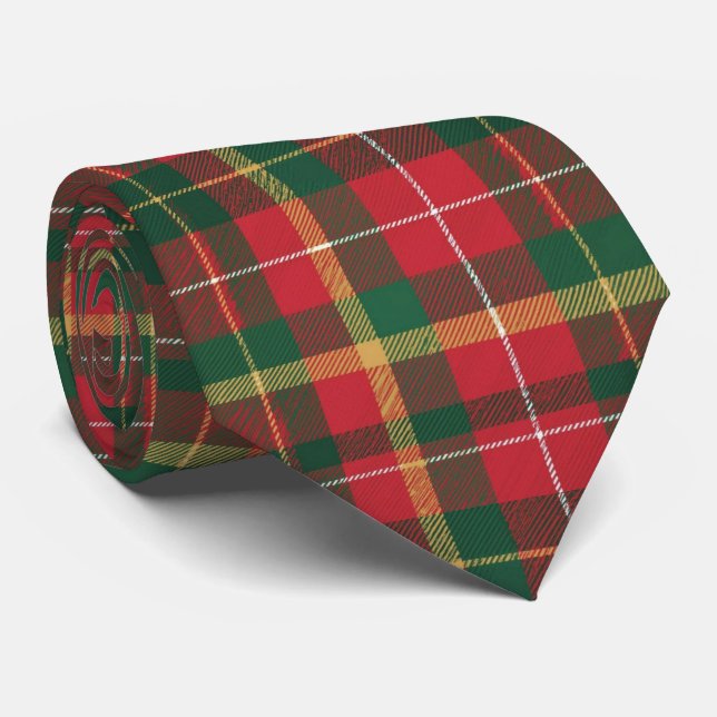 Christmas Tartan Red and Green  Neck Tie (Rolled)