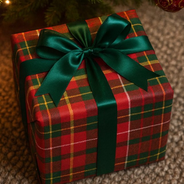 Christmas Tartan Red and Green  Wrapping Paper (glossy red tartan Christmas wrapping paper.  )