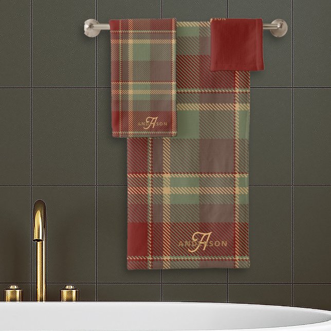 Christmas Tartan Red Green ID1141A Bath Towel Set (Creator Uploaded)