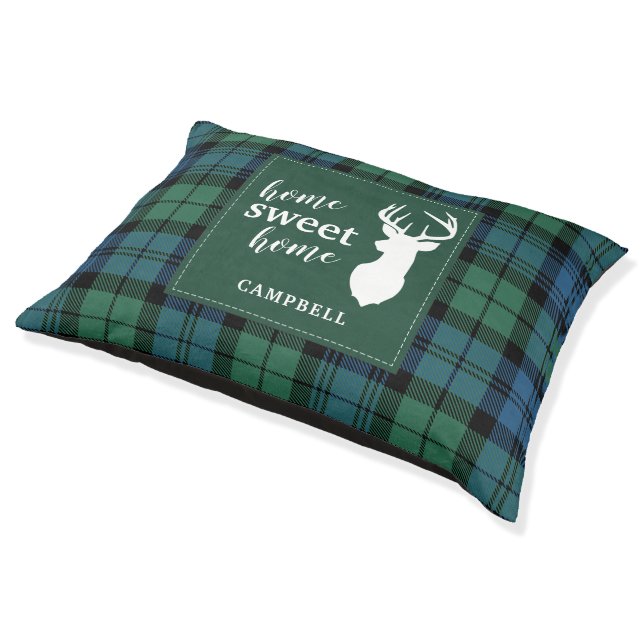 Christmas Tartan Sweet Home Clan Campbell Plaid Pet Bed (Angled)