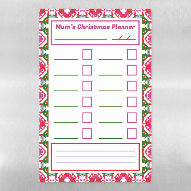 Christmas Task Tracker To Do List Planner Fridge Magnetic Dry Erase Sheet (Vertical)