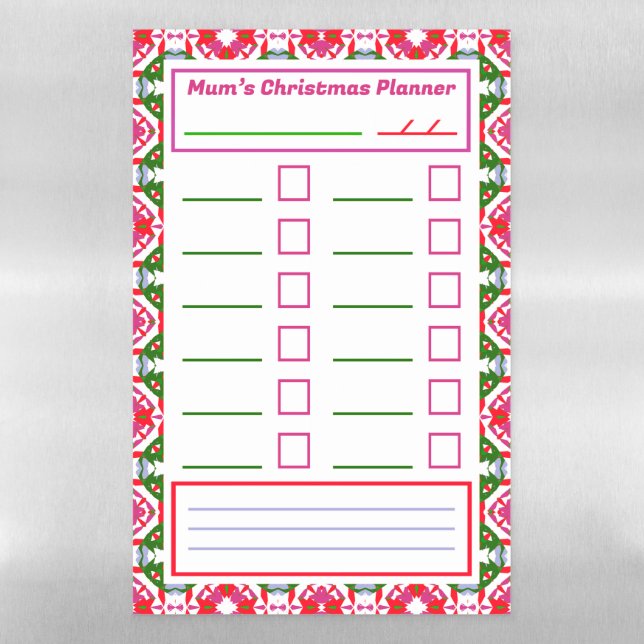 Christmas Task Tracker To Do List Planner Fridge Magnetic Dry Erase Sheet (Vertical)