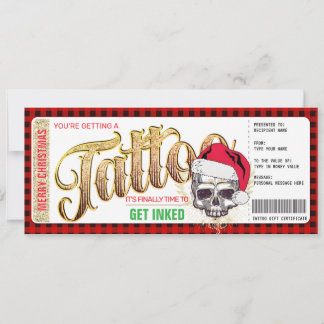 Christmas Tattoo Gift Certificate Card Voucher