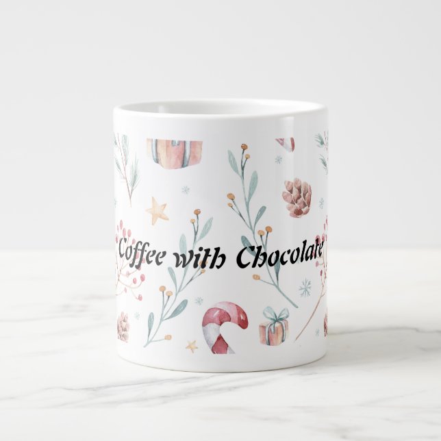 Christmas Taza with festive ornaments Giant Coffee Mug (Front)