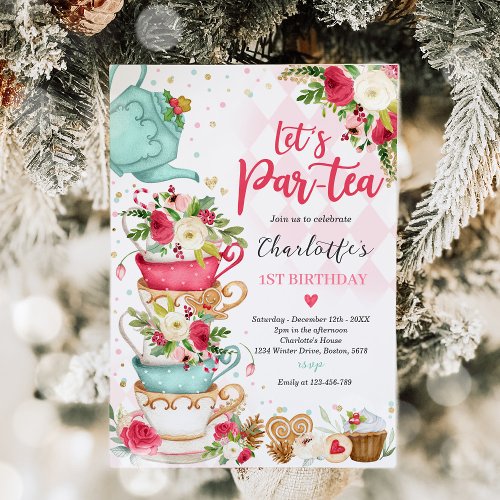 Christmas Tea Birthday Party Lets Par_tea Invitation