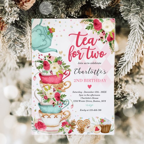 Christmas Tea Birthday Party Tea For Two Party Invitation