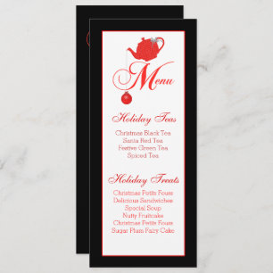 Christmas Tea Custom Menu Red Lace Invitation
