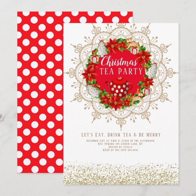Christmas Tea Holiday Party Invitation (Front/Back)
