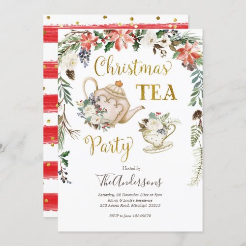 Christmas Tea Holiday Party Invitation