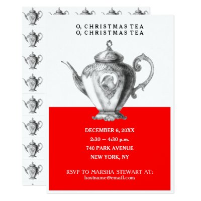 elegant teapot christmas tea party invitation zazzle com