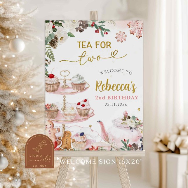 Christmas Tea Party 2nd Birthday Welcome Sign (Creator Uploaded)