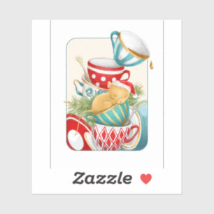 Christmas Tea Party & Dormouse in the teacup Sticker