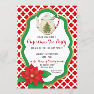 Christmas Tea Party Invitation, Christmas Tea Invitation
