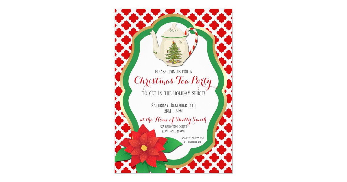 Christmas Tea Party Invitation, Christmas Tea Invitation | Zazzle.com