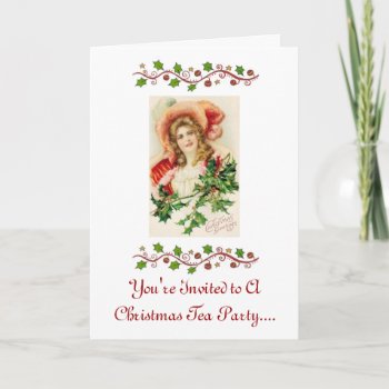 Christmas Tea Party Invitation. Vintage Design Invitation by SharCanMakeit at Zazzle