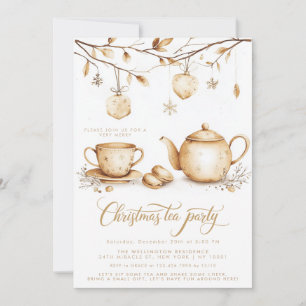 Christmas Tea Party Minimalist Elegant Boho Invitation