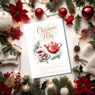 Christmas Tea Party Minimalist Elegant Festive Invitation
