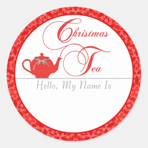 Christmas Tea Party Name Tag