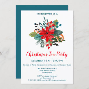 Christmas Tea Party Winter Florals & Fruit Invitation