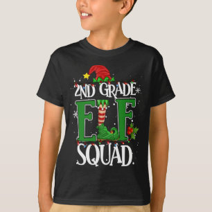 Christmas Teacher 2nd Grade Elf Squad Xmas Lights T-Shirt