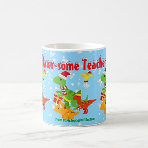 Christmas Teacher Appreciation Kids Dinosaur Coffee Mug