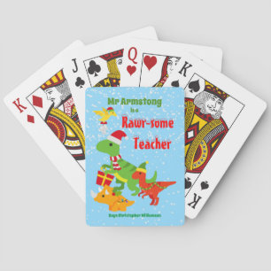 Christmas Teacher Appreciation Kids Dinosaur Poker Cards