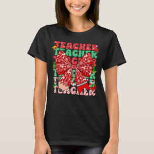 Christmas Teacher Big Bow Festive Classroom T-Shirt