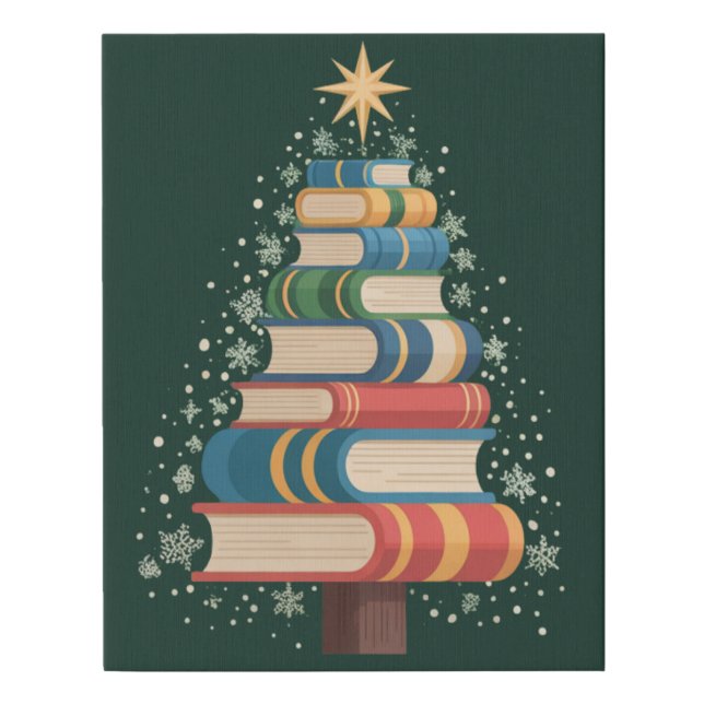 Christmas Teacher Books Tree Xmas Reading Holiday Faux Canvas Print (Front)