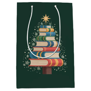 Christmas Teacher Books Tree Xmas Reading Holiday Medium Gift Bag