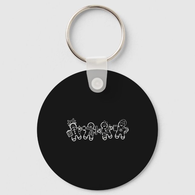 Christmas Teacher Cute Gingerbread Cookies Funny H Keychain (Front)