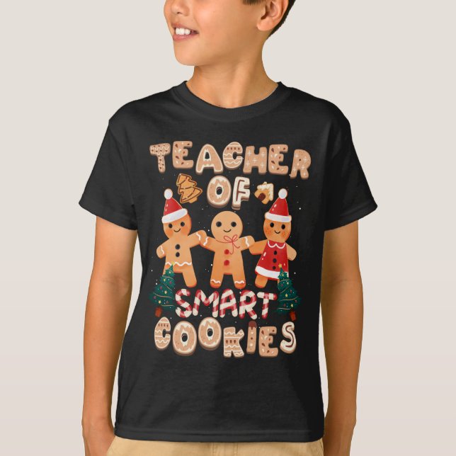 Christmas Teacher Cute Gingerbread Cookies Funny H T-Shirt (Front)