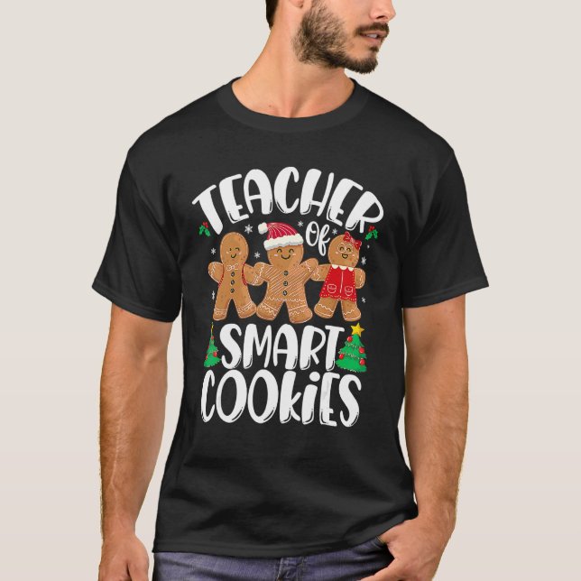 Christmas Teacher Cute Gingerbread Cookies T-Shirt (Front)