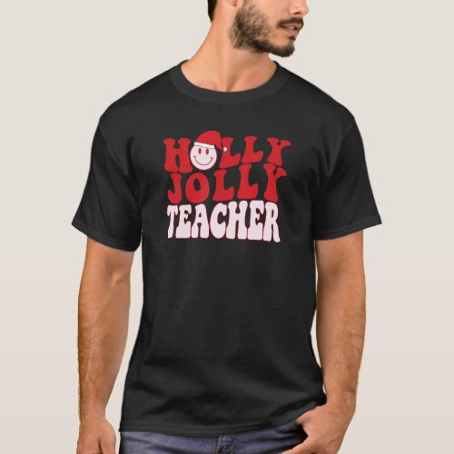 Christmas Teacher Face Smile Teach Xmas Holiday El T-Shirt