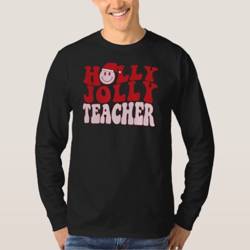 Christmas Teacher Face Smile Teach Xmas Holiday El T_Shirt