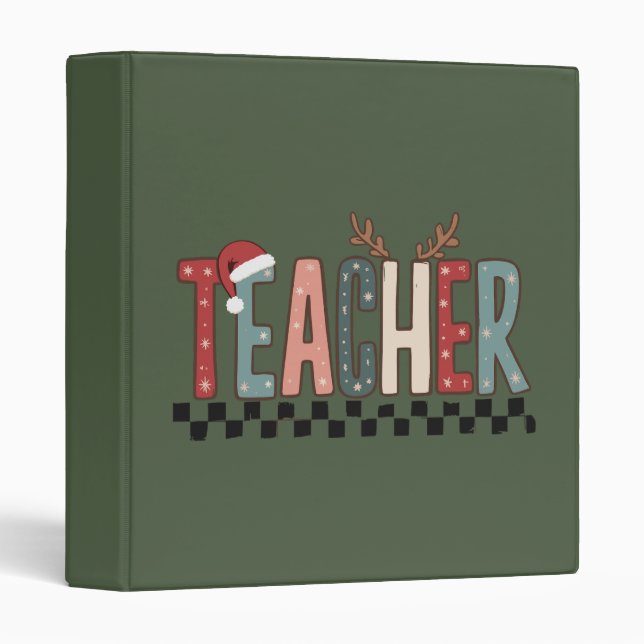 Christmas Teacher Gift For Teachers Winter Holiday 3 Ring Binder (Front/Spine)