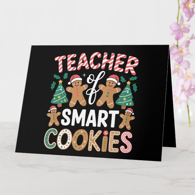 Christmas Teacher Of Smart Cookies Gingerbread  Card (Orchid)