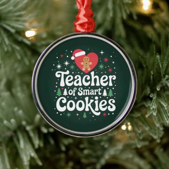 Christmas Teacher Of Smart Cookies  Metal Ornament (Tree)