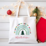 Christmas teacher rainbow nice list cute gift tote bag<br><div class="desc">Christmas rainbow teachers are always on the nice list cute gift.</div>