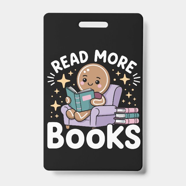 Christmas Teacher Read More Books Funny  Badge (Front)