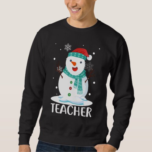 Christmas Teacher Snowman Santa Matching Family Sweatshirt