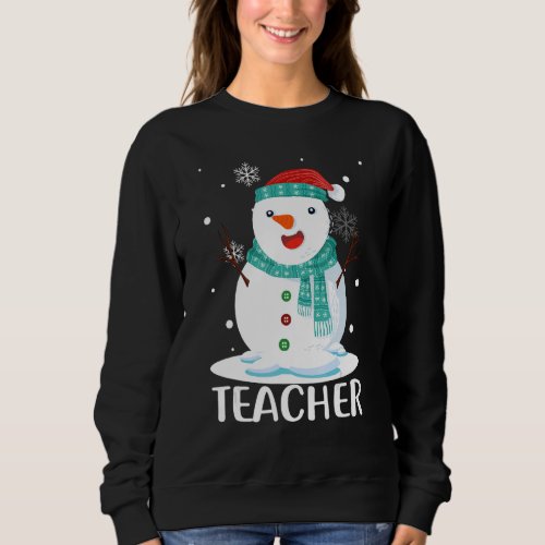 Christmas Teacher Snowman Santa Matching Family Sweatshirt