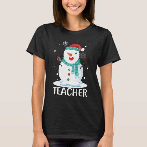 Christmas Teacher Snowman Santa Matching Family T_Shirt