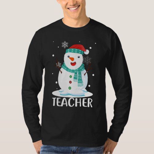Christmas Teacher Snowman Santa Matching Family T_Shirt