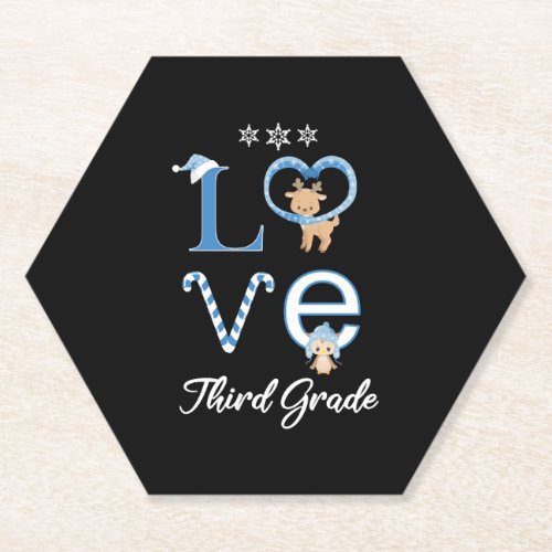 Christmas Teacher Student Holiday Gift Love Third  Paper Coaster