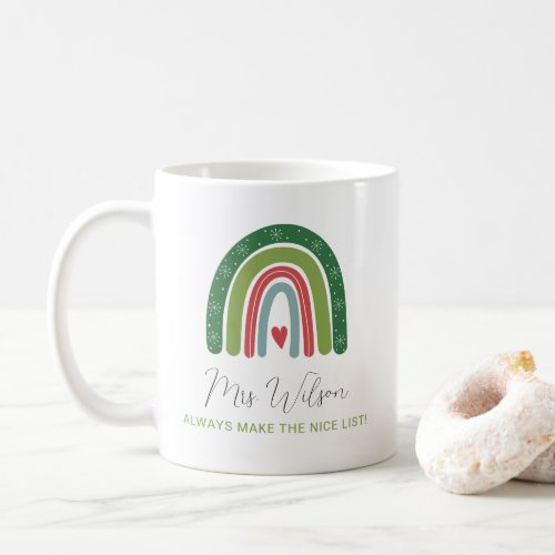 Christmas Teachers Rainbow Nice List Coffee Mug