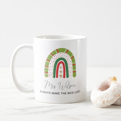 Christmas Teachers Rainbow Nice List Coffee Mug