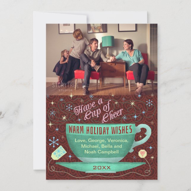 Christmas Teacup Holiday Cheer Personalized Photo (Front)