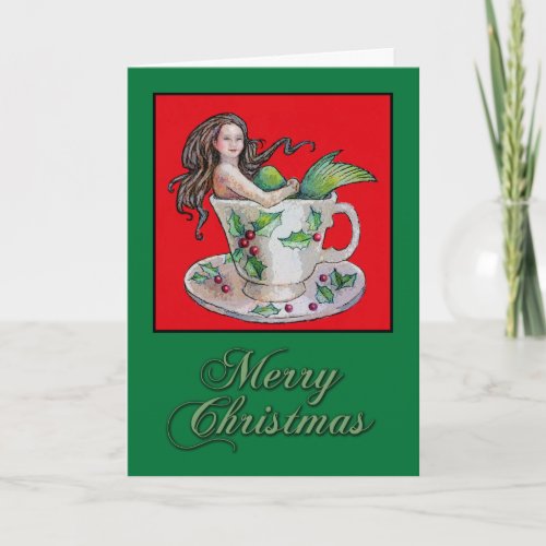 Christmas Teacup Mermaid Card