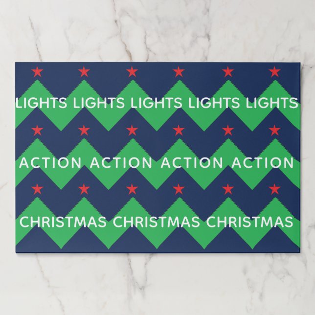 Christmas Tearaway Placemat Pad/Chevron GreenTrees (Front)