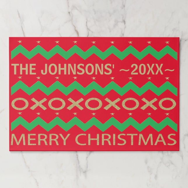 Christmas Tearaway Placemat Pad/Chevron Trees (Front)